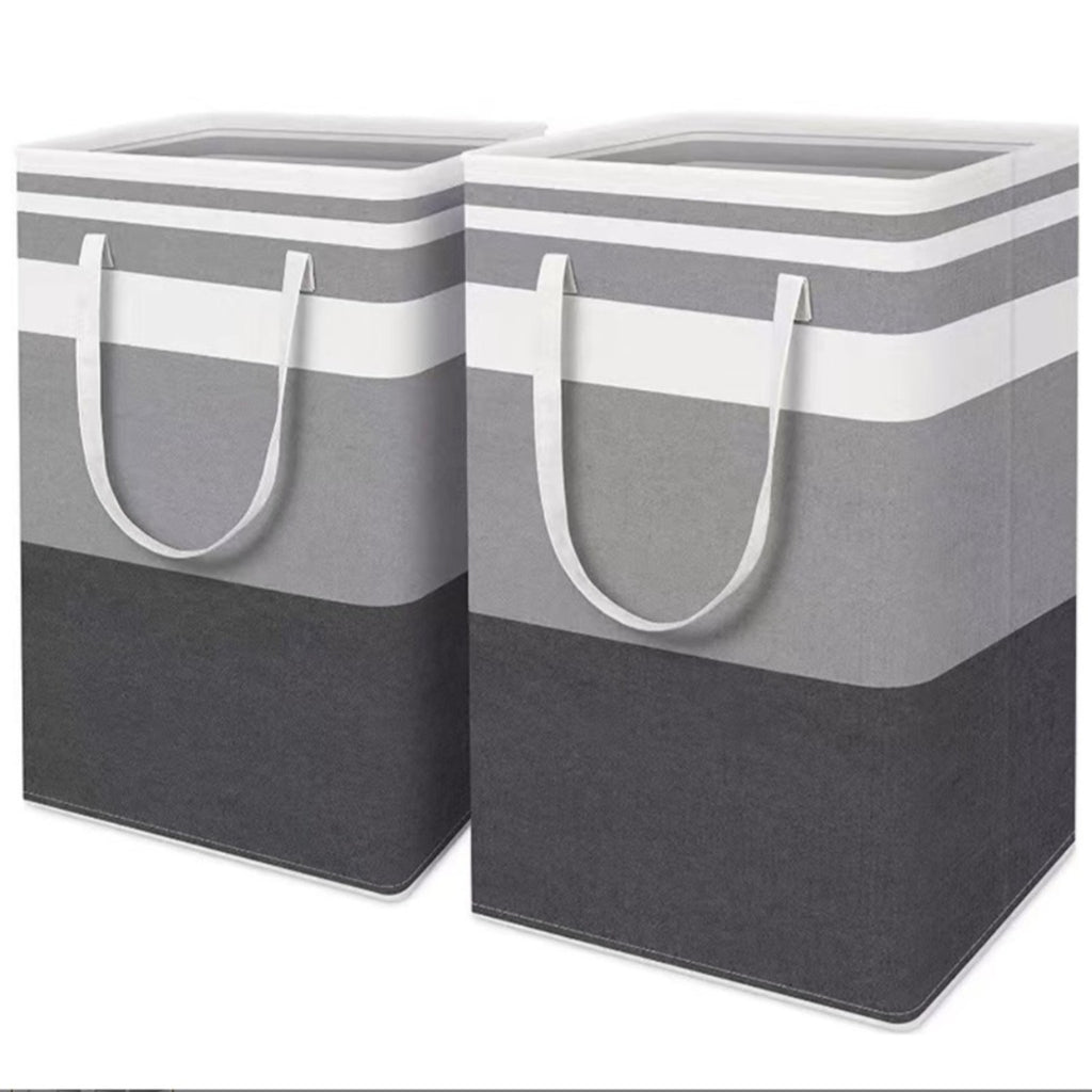2 Pack 75L Foldable Laundry Hampers – Grey & Black