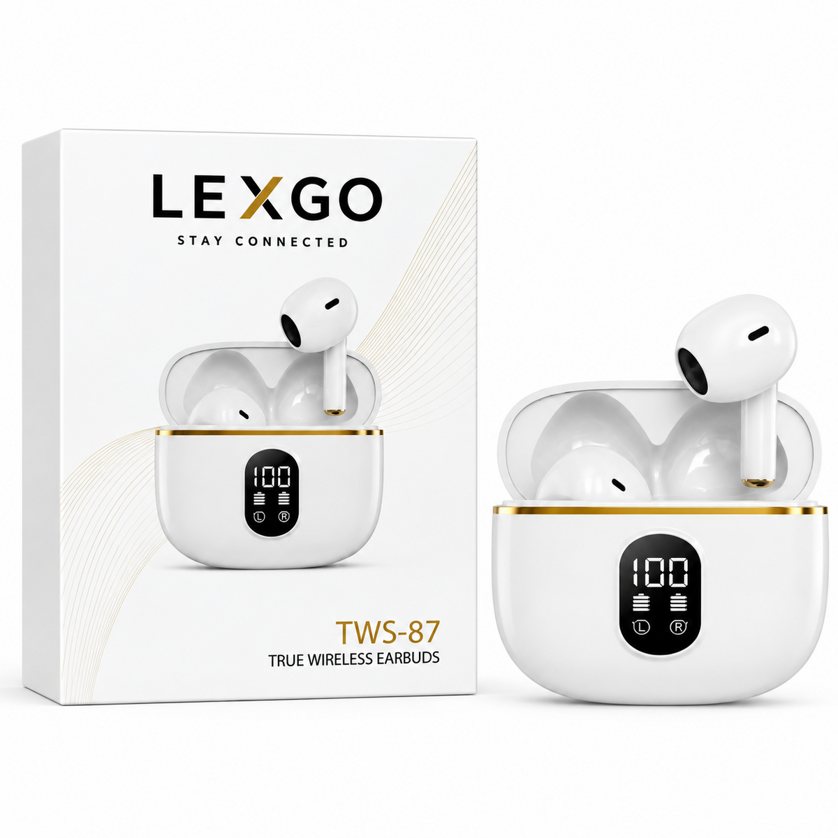 LEXGO TWS-87 Wireless Bluetooth 5.3 Earbuds LED Display In-Ear Headphones