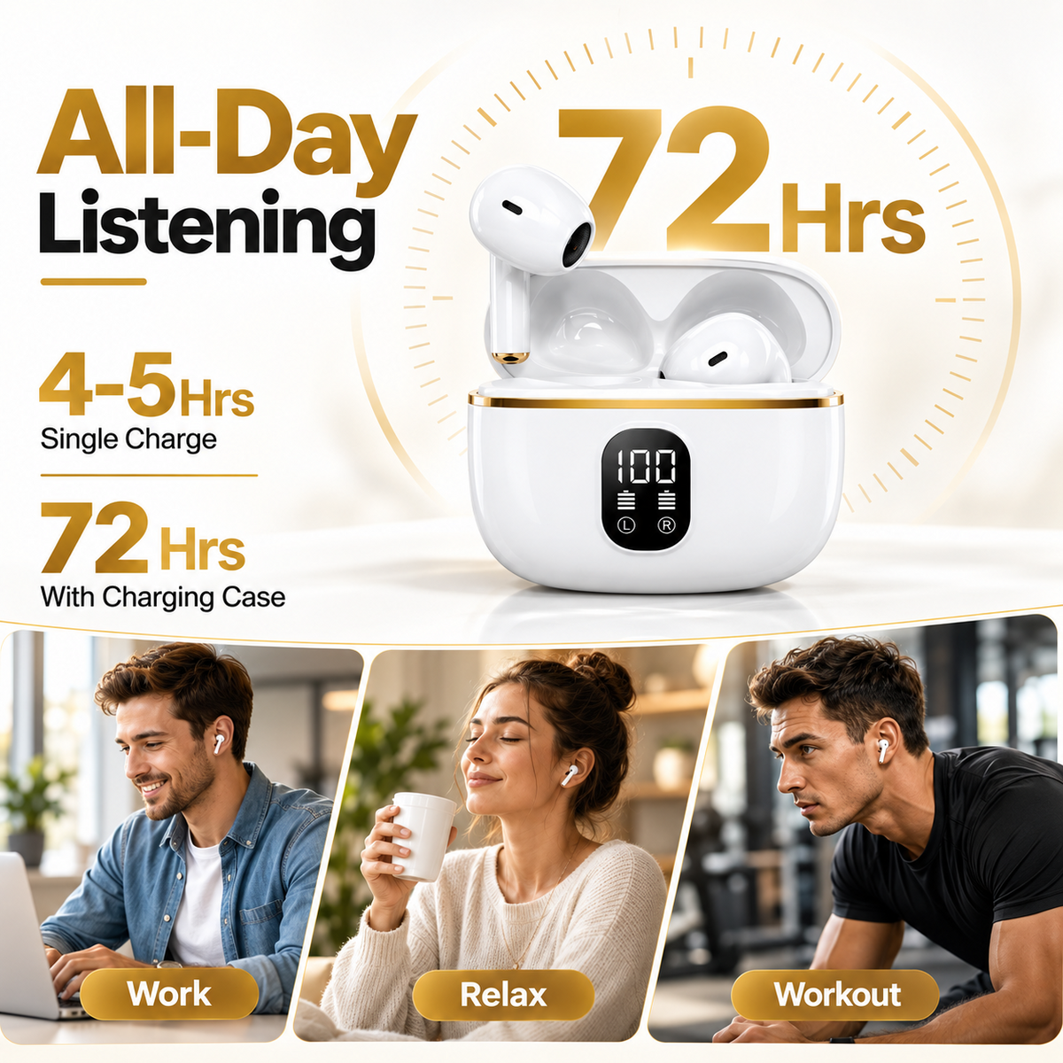 LEXGO TWS-87 Wireless Bluetooth 5.3 Earbuds LED Display In-Ear Headphones