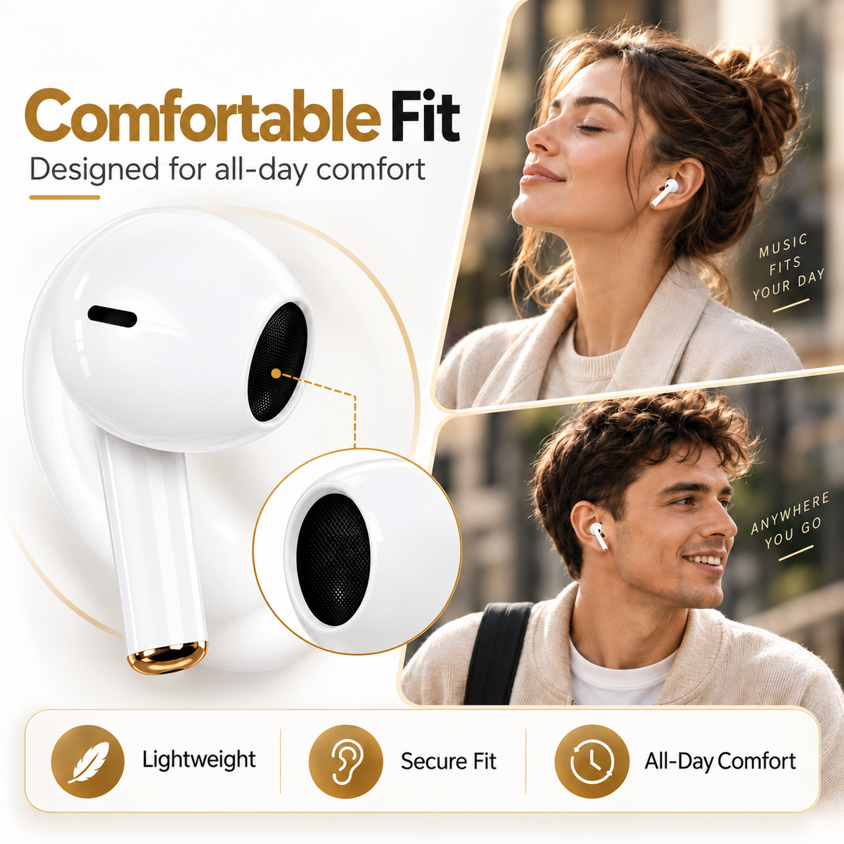 LEXGO TWS-87 Wireless Bluetooth 5.3 Earbuds LED Display In-Ear Headphones