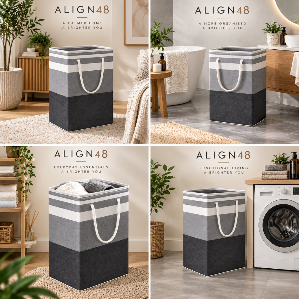 2 Pack 75L Foldable Laundry Hampers – Grey & Black